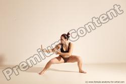 Underwear Martial art Woman White Moving poses Average long colored Dynamic poses Academic